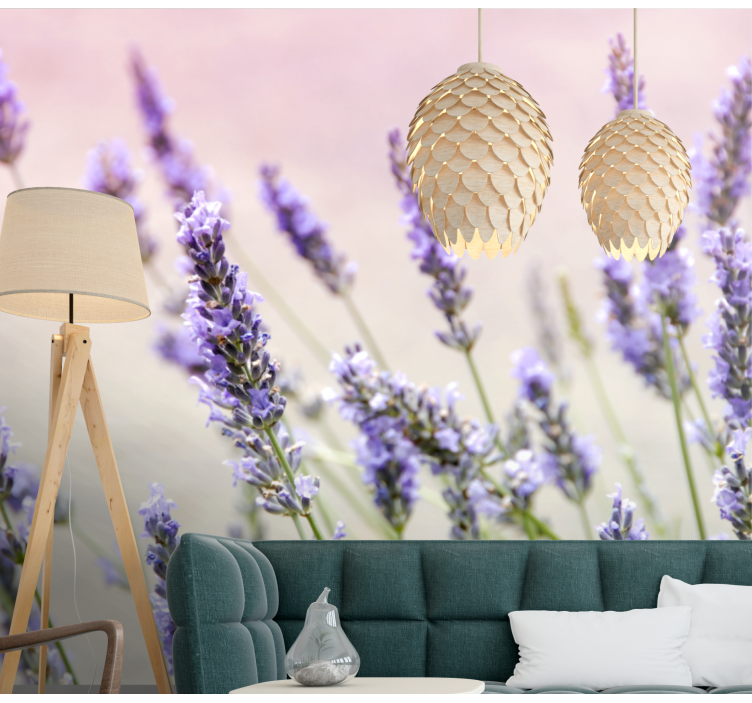 Flower wall mural lavender floral elegance - TenStickers