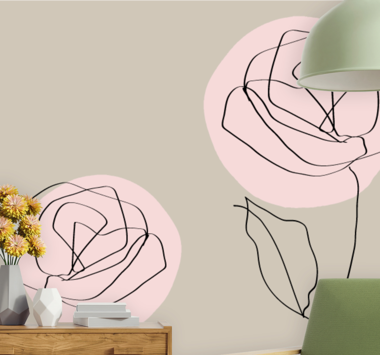 Flower wall mural line art roses design - TenStickers