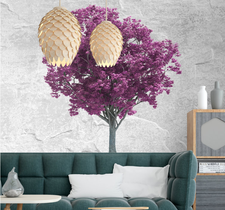 Flower wall mural purple tree blossoms - TenStickers