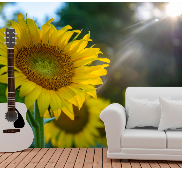Flower wall mural sunflower blooming bright - TenStickers
