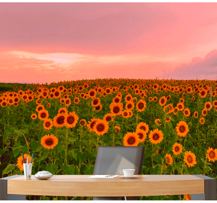 Flower wall mural vibrant sunflower field - TenStickers