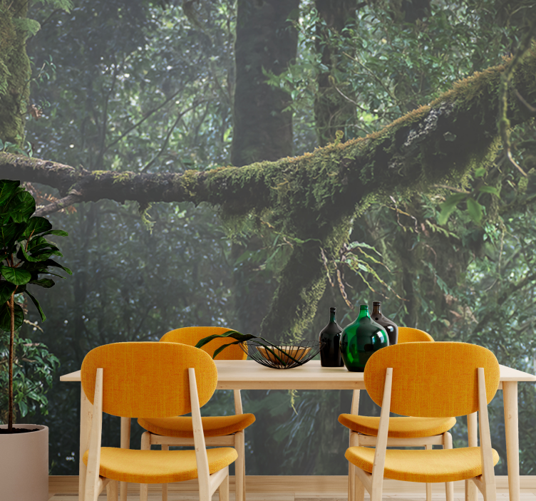 Forest wall mural lush green treetops design - TenStickers