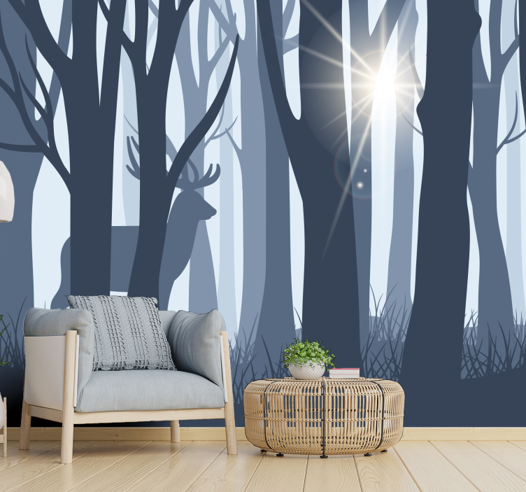 Forest wall mural tranquil forest scene - TenStickers