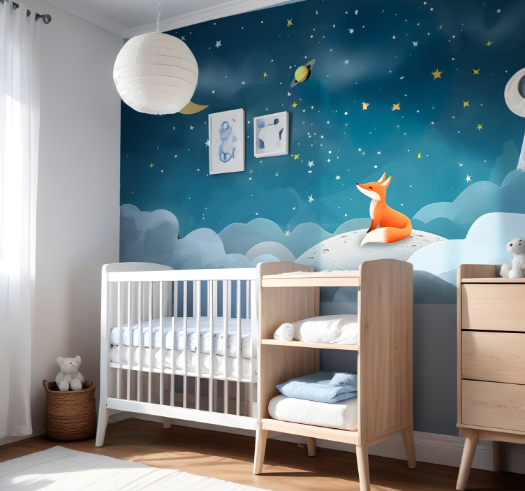 Fox on the sky nursery wall mural - TenStickers