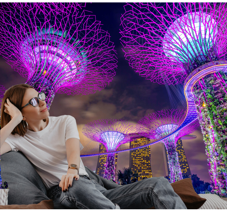 Futuristic Garden Structures city wall mural - TenStickers