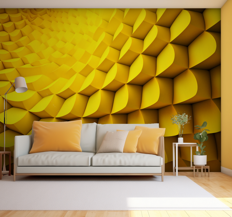 futuristic geometry 3D wall mural - TenStickers