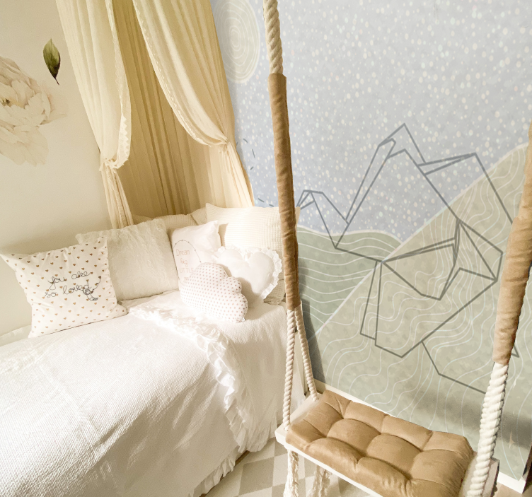 Japandi elephants design childrens wall mural - TenStickers