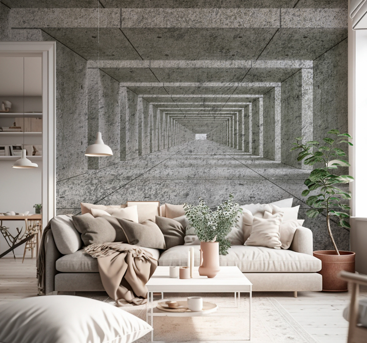 Geometric Concrete Passage texture wall mural - TenStickers