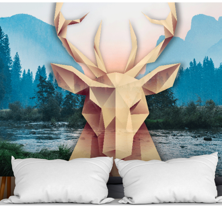 Geometric Stag Portrait animals wall mural - TenStickers