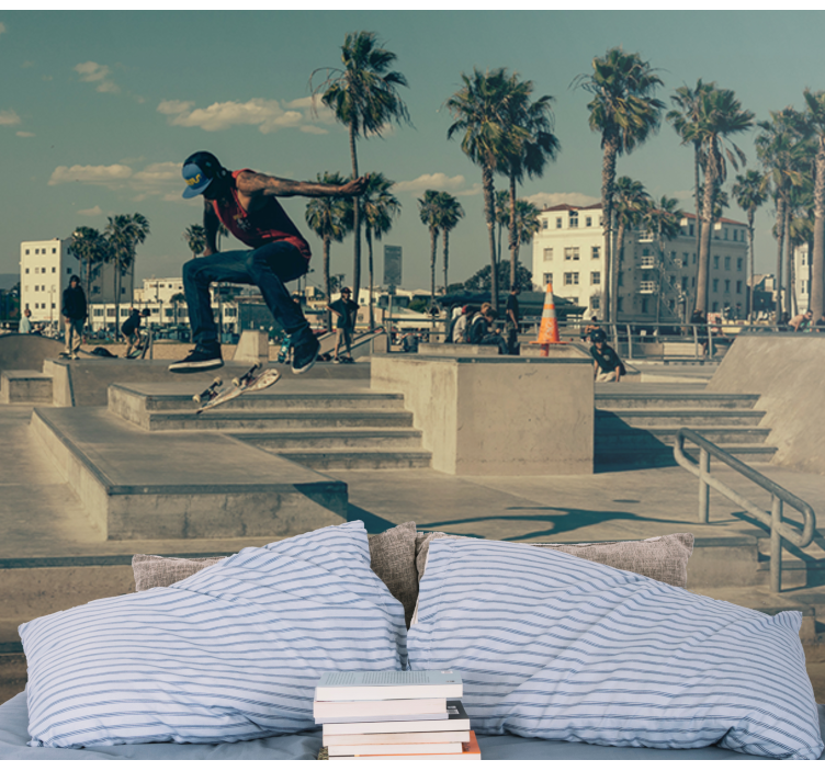 Graffiti wall mural skateboarder in action - TenStickers