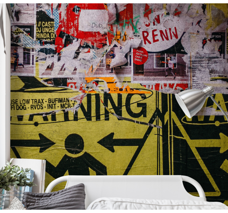 Graffiti wall mural urban warning signs - TenStickers