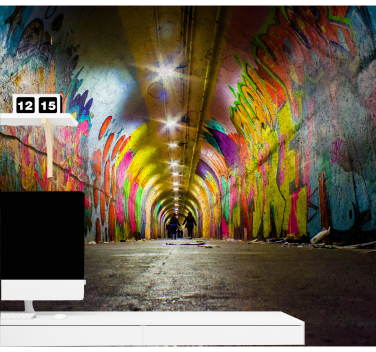 Graffiti wall mural vivid tunnel art - TenStickers