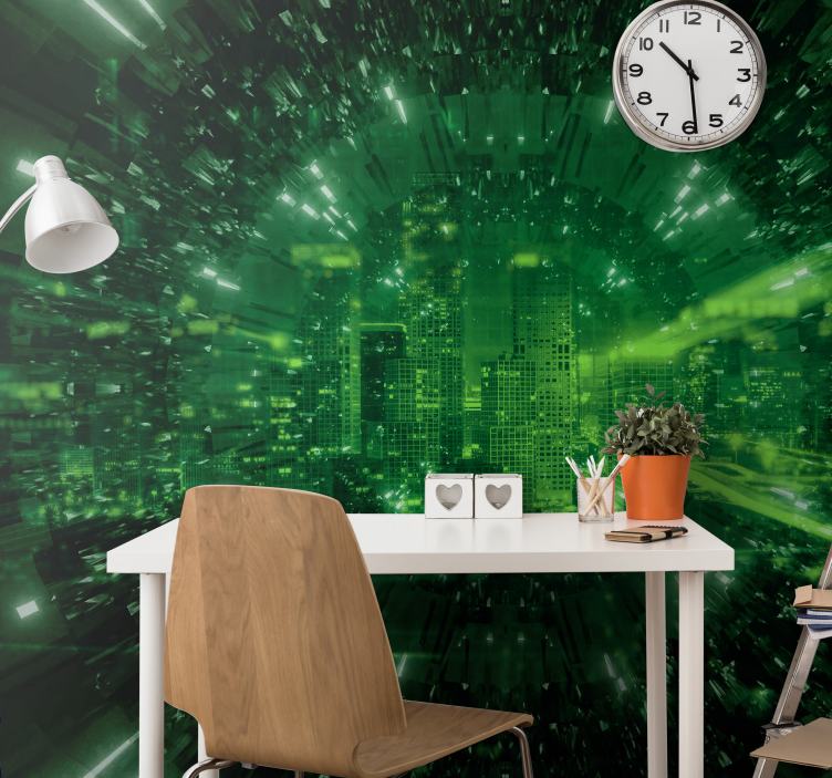 Green city vortex wall mural 3d - TenStickers
