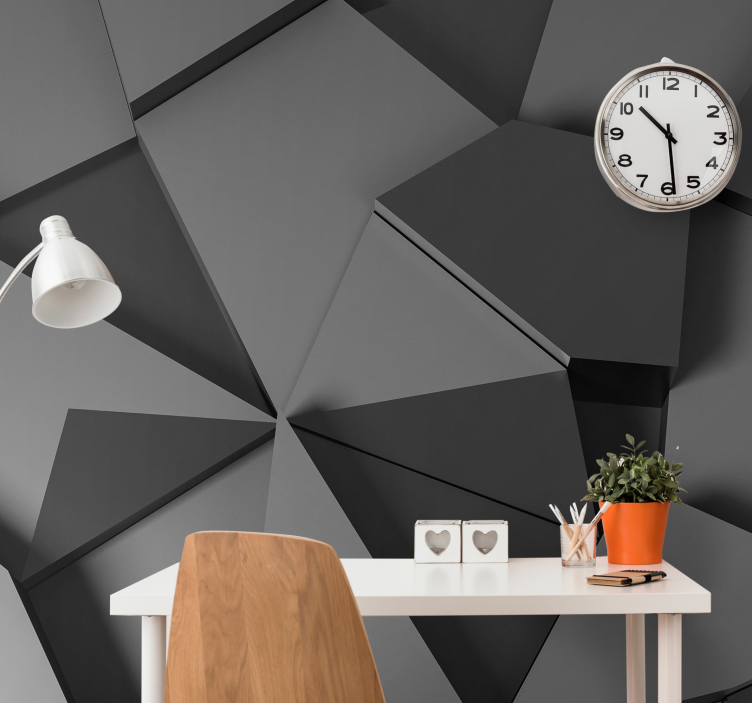 Grey geometrical 3d shapes Wall Mural - TenStickers