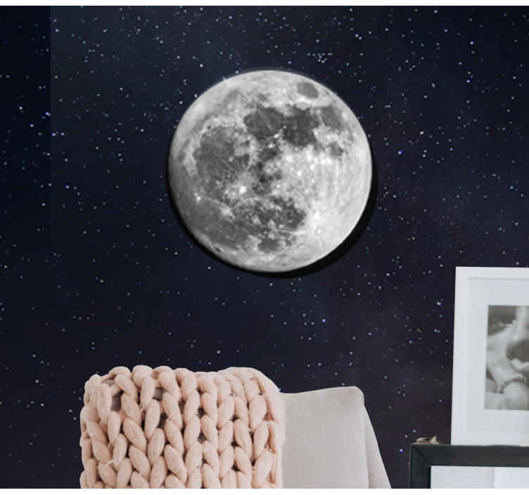 Grey moon in outer space space wall mural - TenStickers