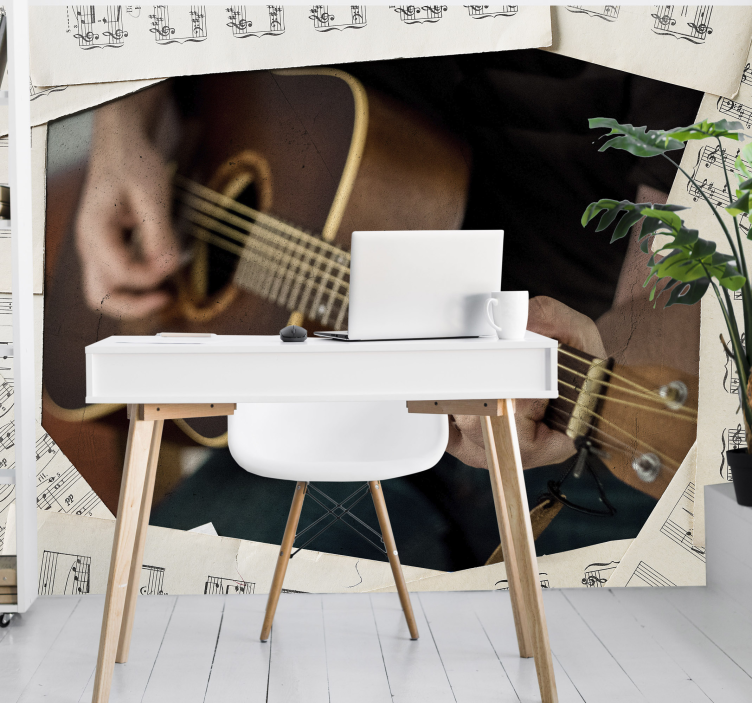 Guitar and sheet music wall mural teen bedroom - TenStickers