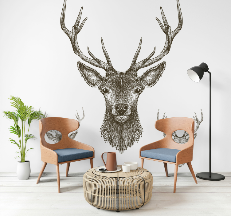 Hand Drawn Stag wall mural - TenStickers