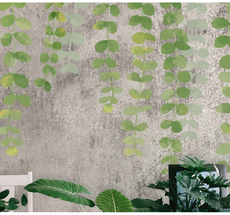 Hanging plants on concrete texture wall mural - TenStickers