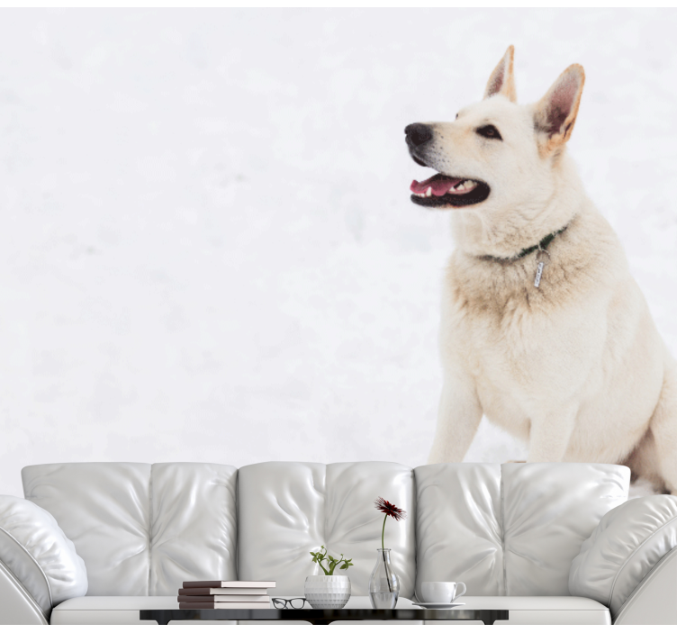 Happy White Dog animals wall mural - TenStickers