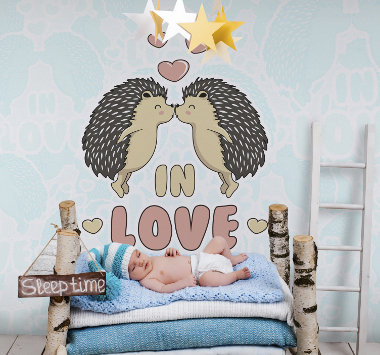 Childrens wall mural hedgehog love display - TenStickers
