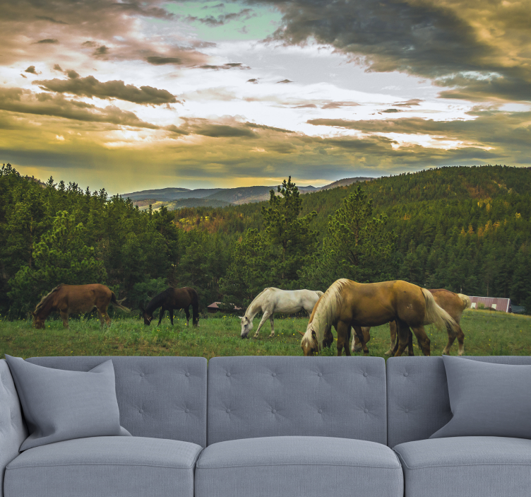Herd of horses animals wall mural - TenStickers