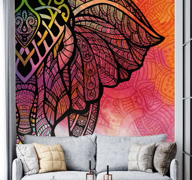 Gradient ethnic design mandala wall mural - TenStickers