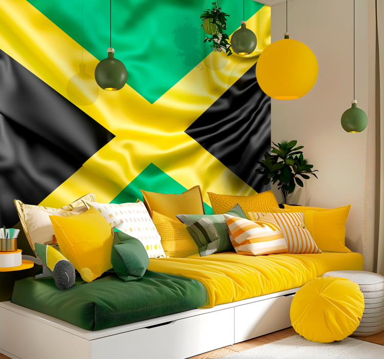 jamaican flag wall mural - TenStickers