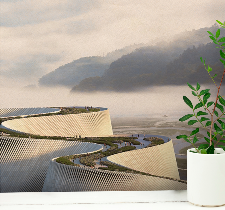 Landscape wall mural curved architectural design - TenStickers