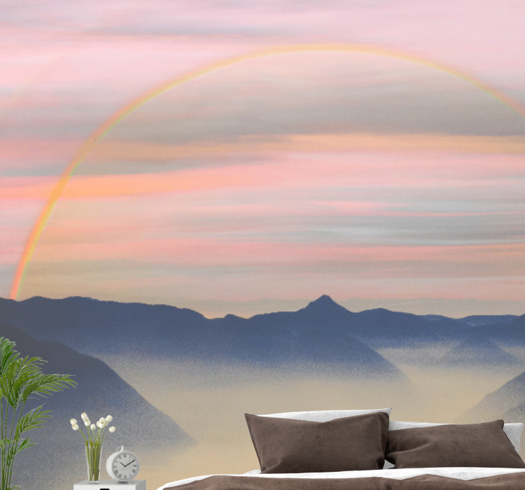Landscape wall mural mountain rainbow scene - TenStickers