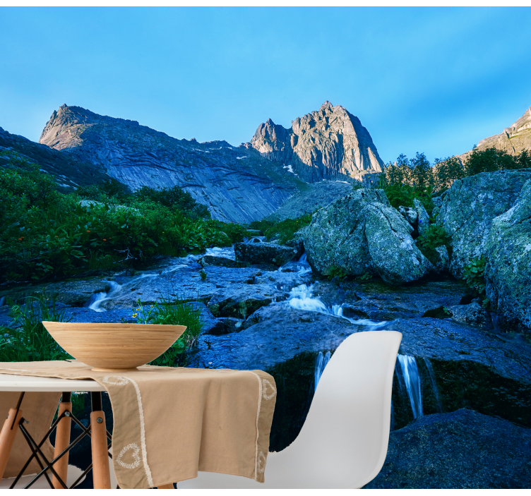 Landscape wall mural mountain stream view - TenStickers