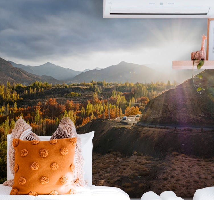 Landscape wall mural mountainous autumn view - TenStickers