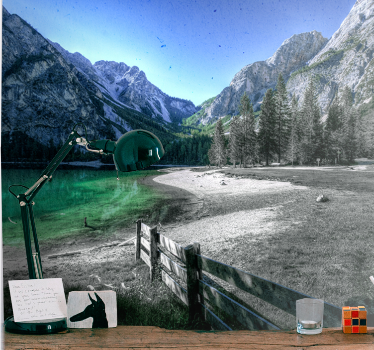 Landscape wall mural mountainous lake serenity - TenStickers