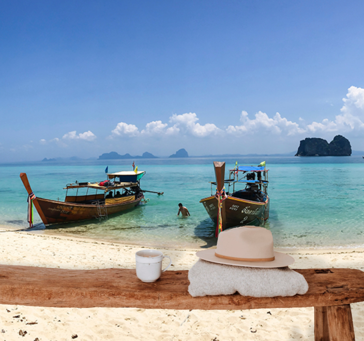 Landscape wall mural tropical beach scene - TenStickers