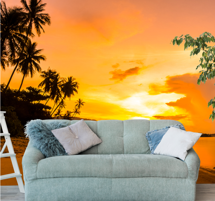 Landscape wall mural tropical sunset serenity - TenStickers