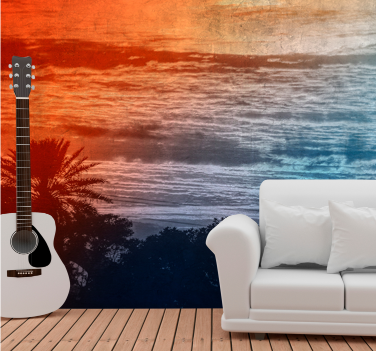 Landscape wall mural twilight over the waves - TenStickers