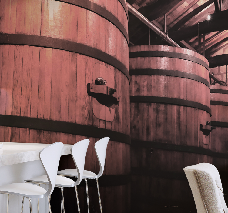 Large old wine barrels vintage wall mural - TenStickers