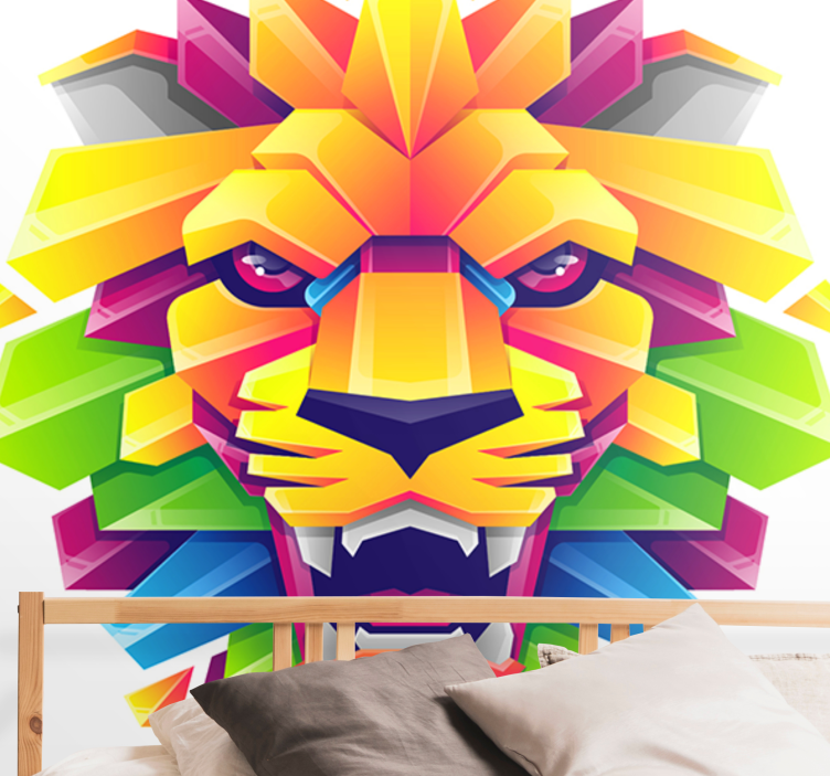 Lion wall mural vibrant lion face - TenStickers