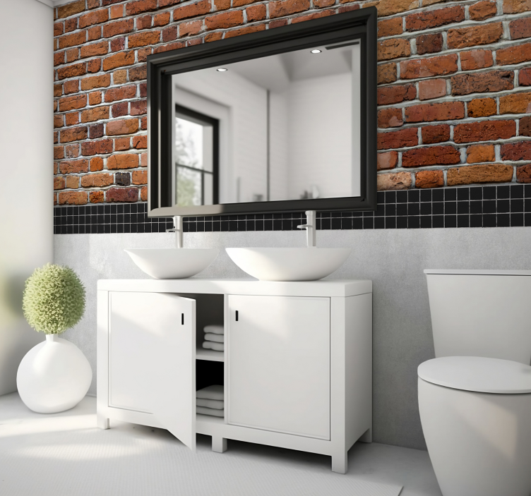 Los ladrillos con losas.Bricks with tiles. brick wall mural - TenStickers