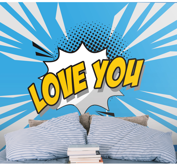 Love You Message Blast romantic wall mural - TenStickers