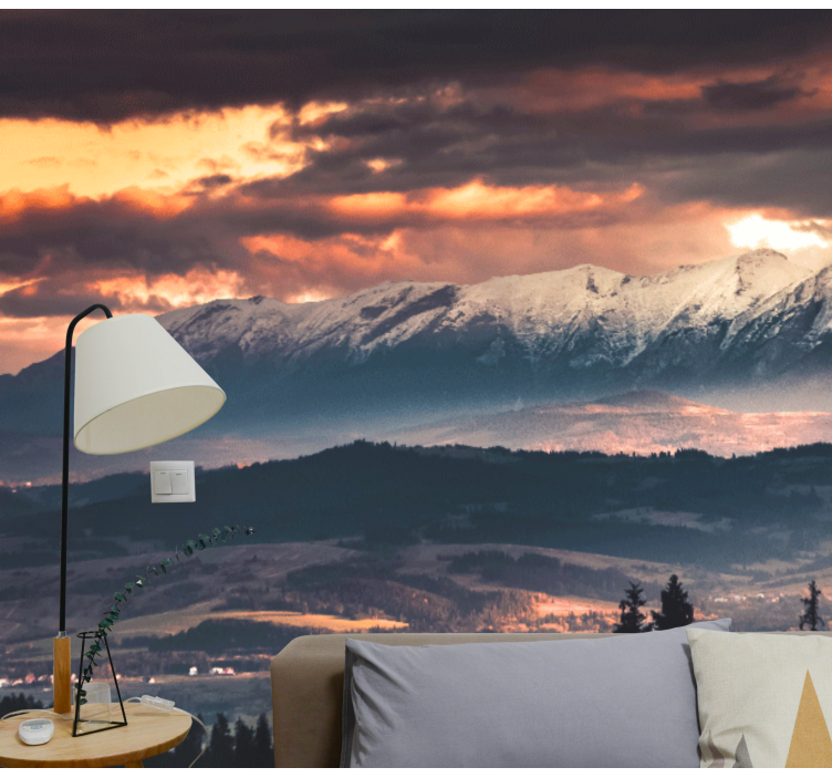 Majestic snowy peaks wall mural mountain - TenStickers