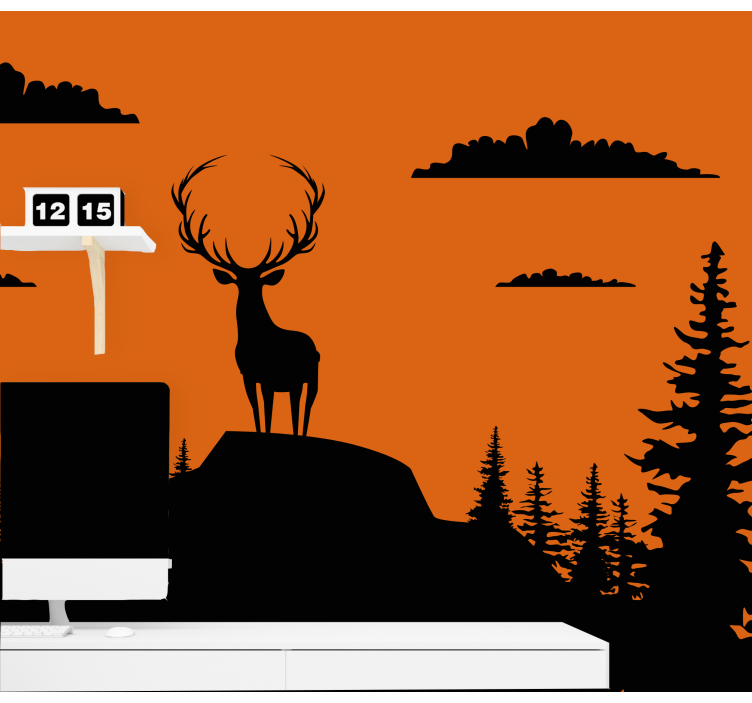 Majestic Stag Silhouette animals wall mural - TenStickers