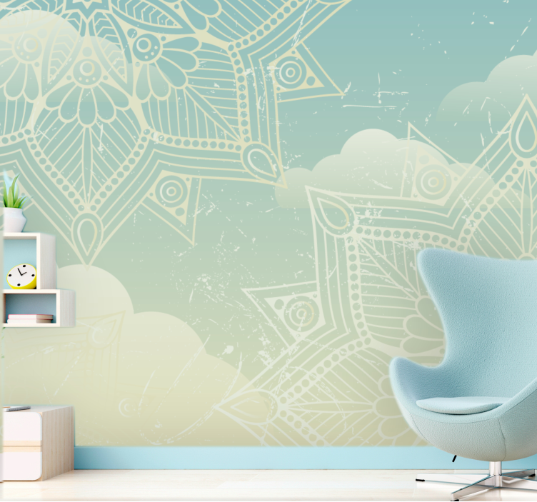 Mandala wall mural with complex geometric design - TenStickers