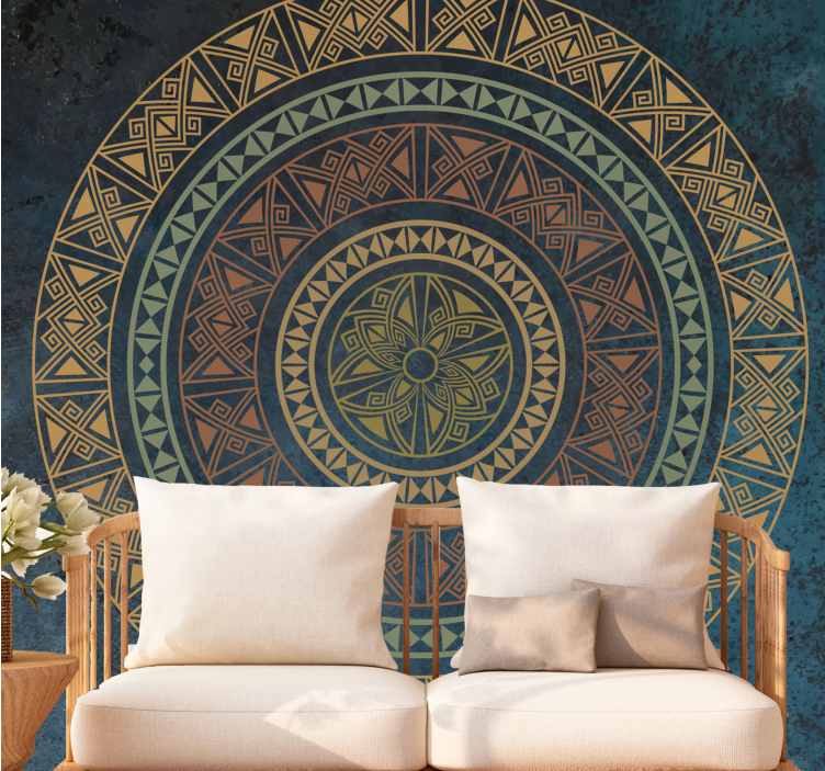 Mandala wall mural with intricate geometric designs - TenStickers