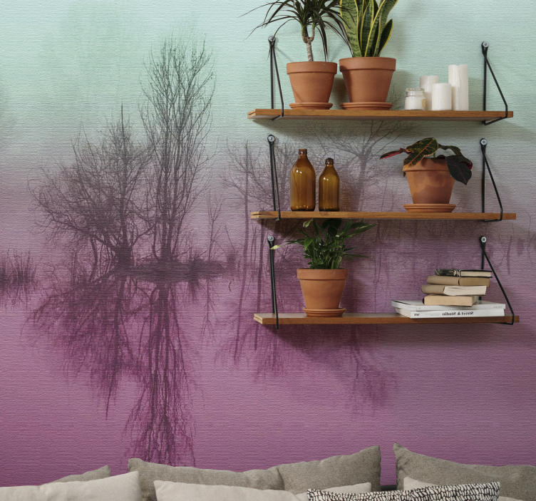 Misty Reflection Landscape wall mural nature - TenStickers