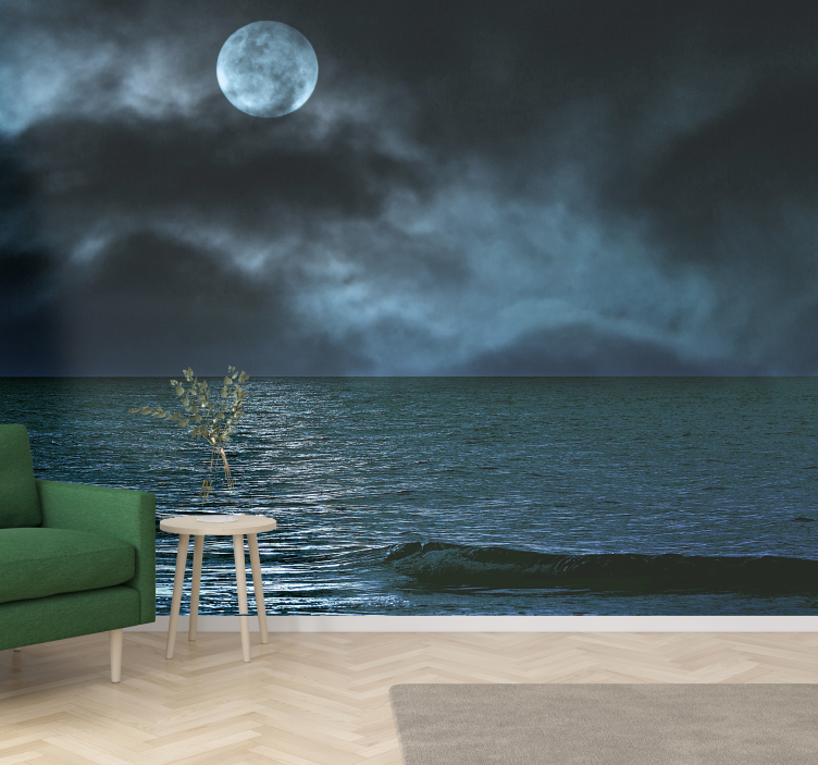 Moonlit Seascape under the sea wall mural - TenStickers