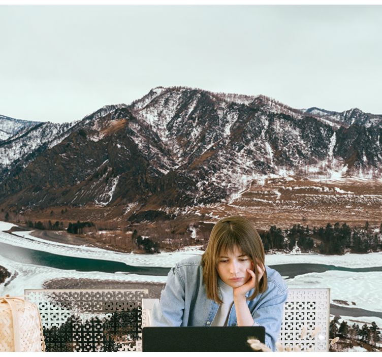 Mountain river view landscape wall mural - TenStickers