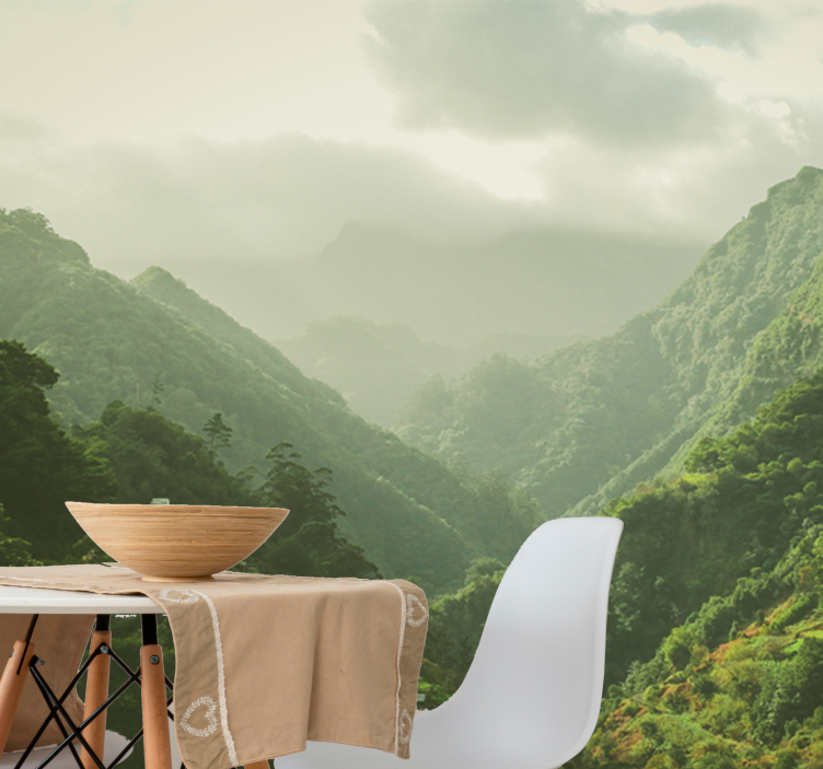 Mountain valley scenery landscape wall mural - TenStickers