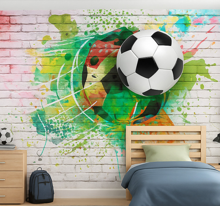 Multicolor football ball wall mural teen bedroom - TenStickers