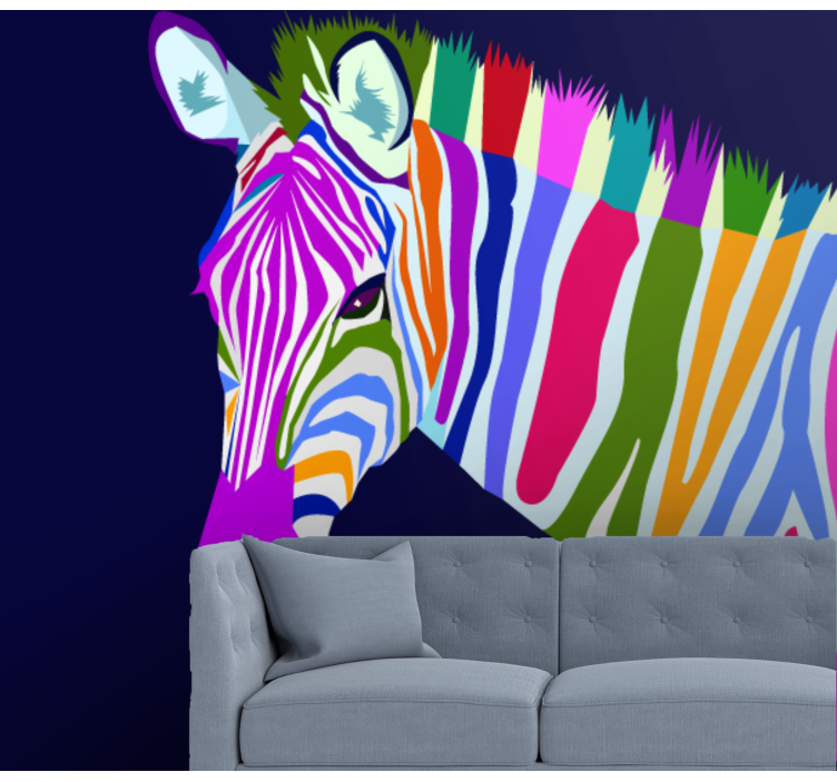 Multicolored Zebra animals wall mural - TenStickers