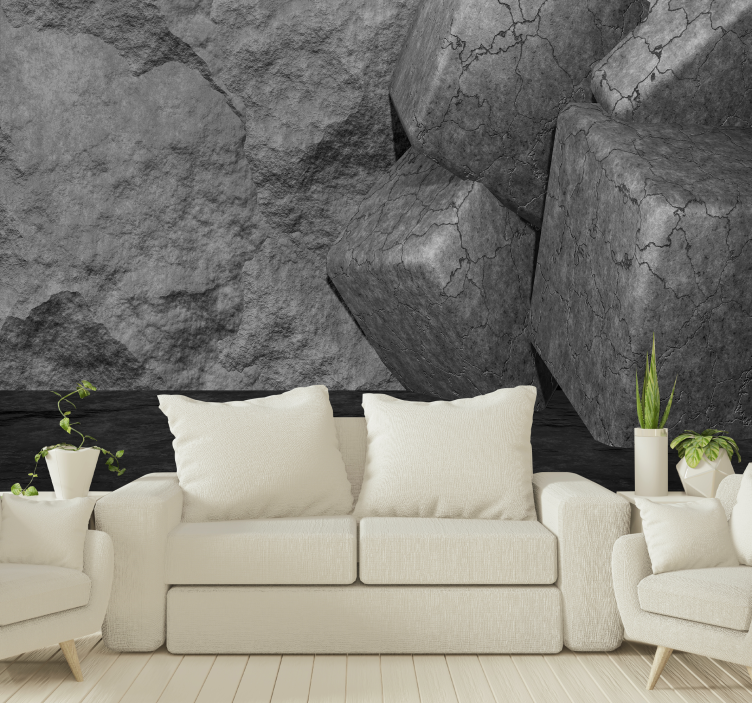 Mural stone wall cracked stone blocks - TenStickers
